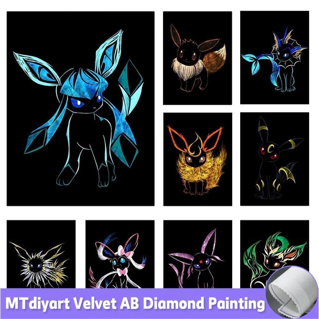 Abstract Pokemon Diamond Painting Eevee Full Drill Black Silhouette 5D  Cartoon Mosaic Embroidery Art Kit Rhinestones DIY Decor - AliExpress